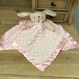 Bunny Lovey Security Blanket Minky Dot Satin Trim Pink Pro Goleem Easter